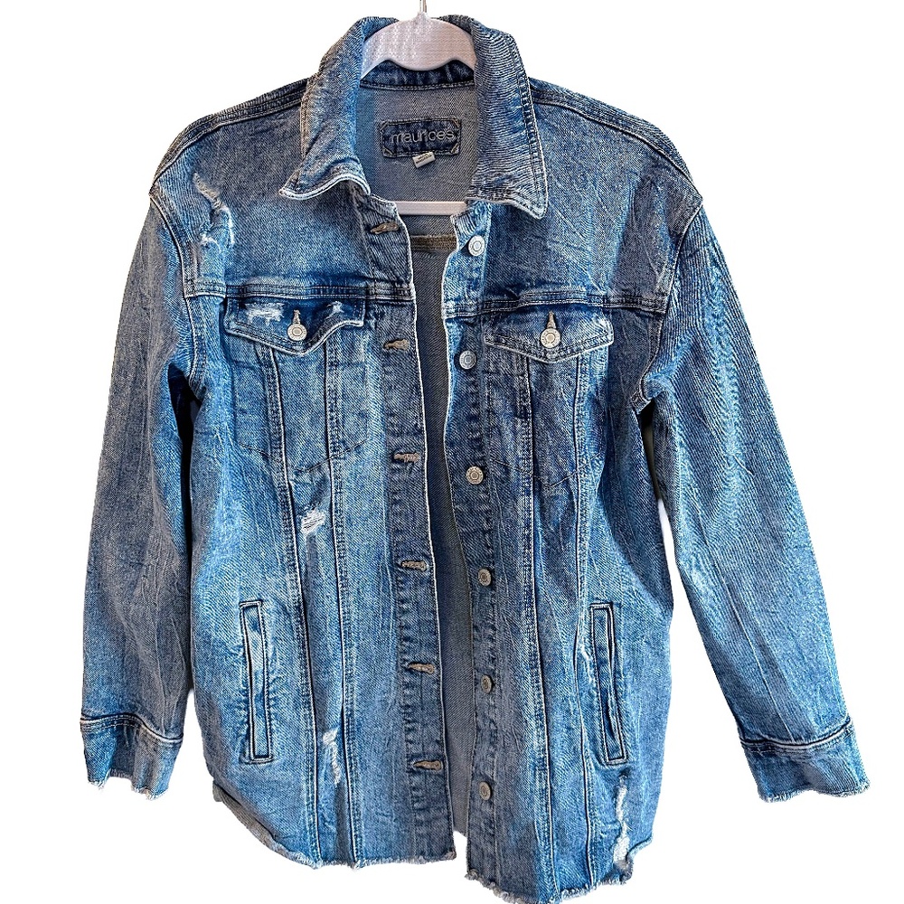 Maurices Ripped Denim Blue Jean Jacket